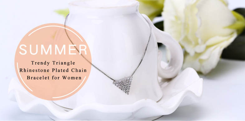 Trendy Triangle Rhinestone Plated Women Chain Bracelet