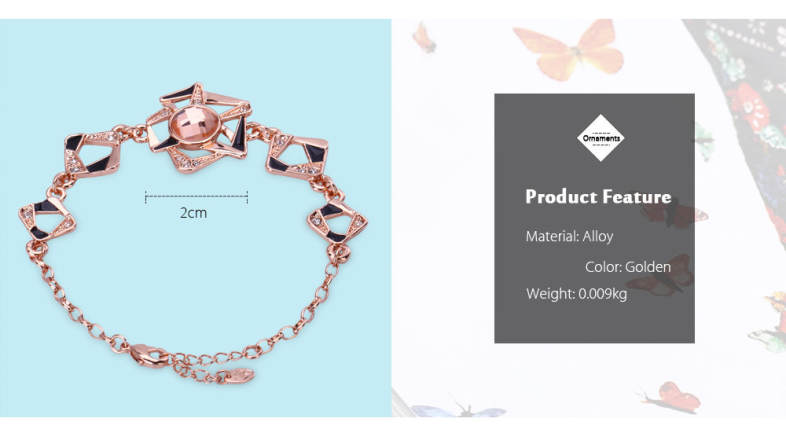 Trendy Geometric Rhinestone Plated Women Chain Bracelet
