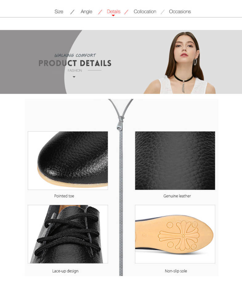 Trendy Pointed Toe Lace-up Genuine Leather Women Flat Shoes