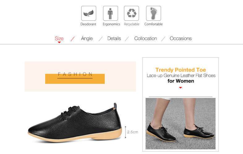 Trendy Pointed Toe Lace-up Genuine Leather Women Flat Shoes