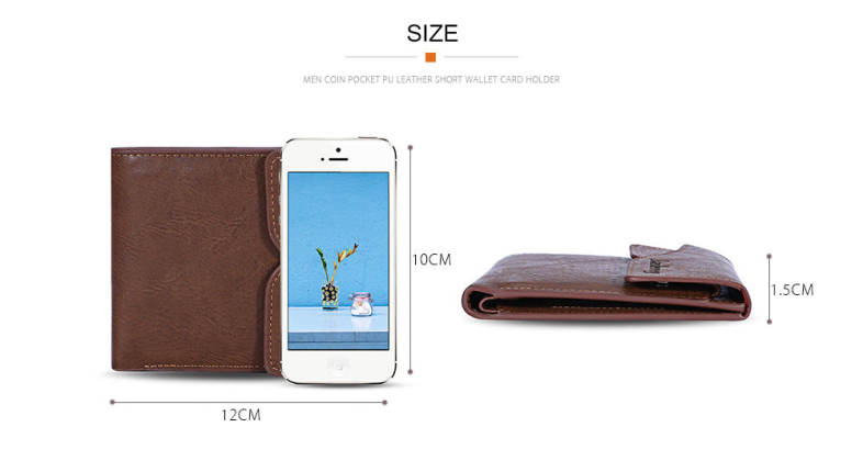 Baellerry Men Coin Pocket Foldable Hasp PU Leather Short Wallet Card Holder