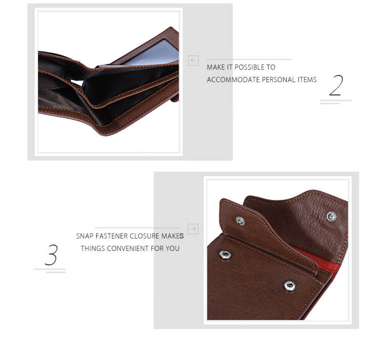 Baellerry Men Coin Pocket Foldable Hasp PU Leather Short Wallet Card Holder