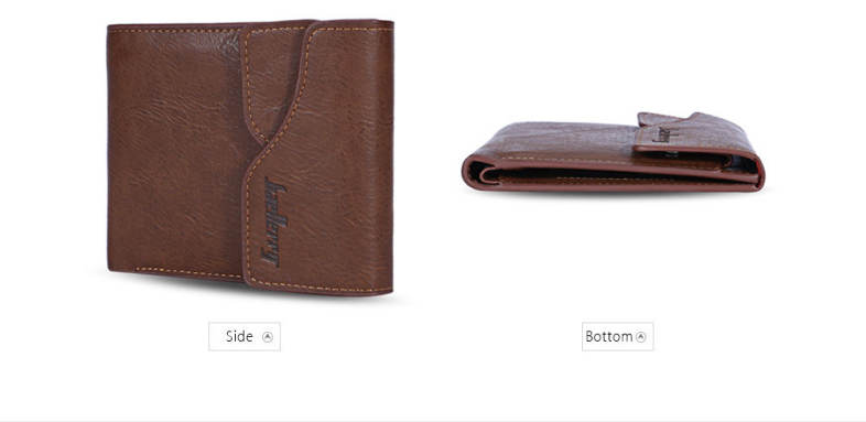 Baellerry Men Coin Pocket Foldable Hasp PU Leather Short Wallet Card Holder