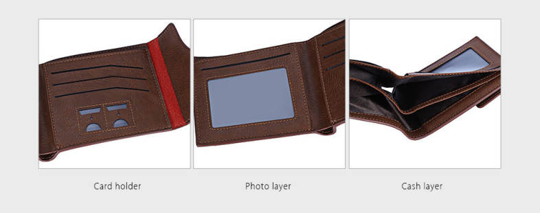 Baellerry Men Coin Pocket Foldable Hasp PU Leather Short Wallet Card Holder