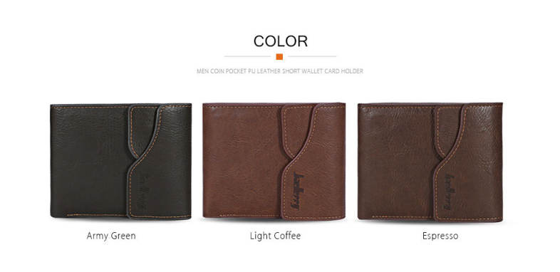 Baellerry Men Coin Pocket Foldable Hasp PU Leather Short Wallet Card Holder
