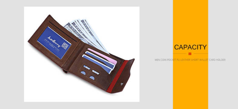 Baellerry Men Coin Pocket Foldable Hasp PU Leather Short Wallet Card Holder