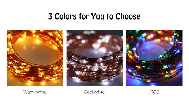 Solar Powered Waterproof 200 LEDs Copper String Lamp Home Yard Christmas Decoration