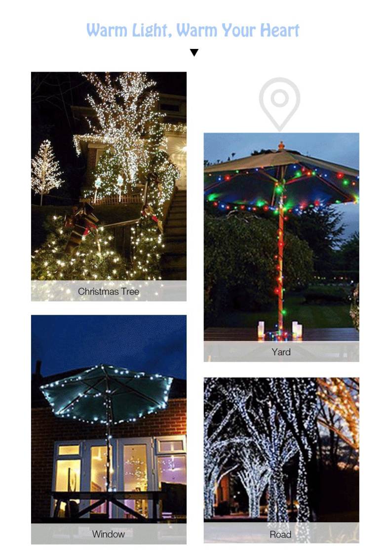 Solar Powered Waterproof 100 LEDs String Lamp Home Yard Christmas Decoration