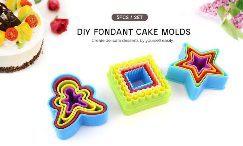 5 PCS DIY Fondant Cake Molds Baking Tool