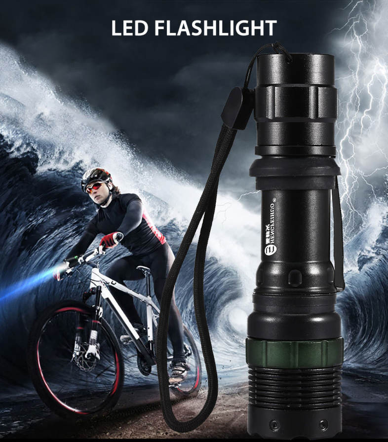 LED Zoom Aluminum Alloy Highlight Flashlight