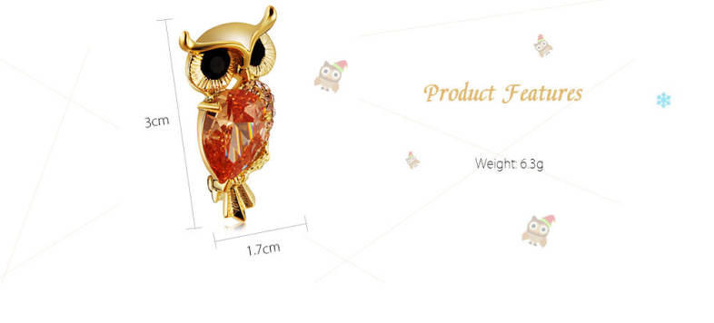 Zircon Sparkling Rhinestones Owl Shape Brooch Women Dress Accessory