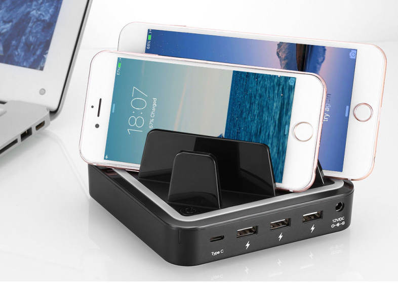 Hawk S400 Multifunctional 36W Power 3-port USB   Type-C Charging Station for Multiple Mobile Devices