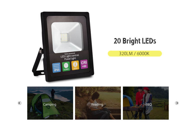AD - SF5SN 2.2W 20 LEDs Solar Panel Powered Light Lamp for Garden Yard Road Outdoor Use