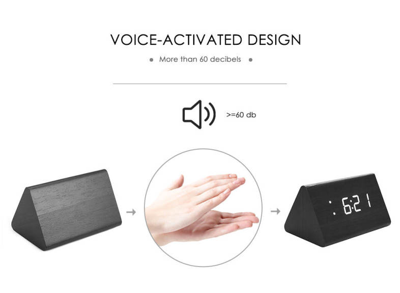 Voice-activated Electronic Wooden Alarm Clock