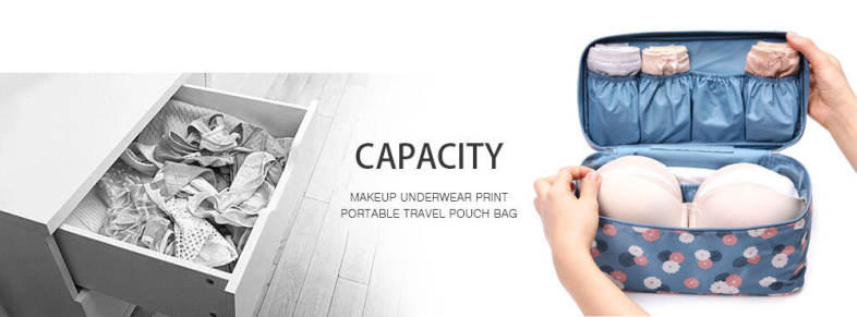 Guapabien Cosmetic Underwear Print Portable Traveling Bag Storage Pouch