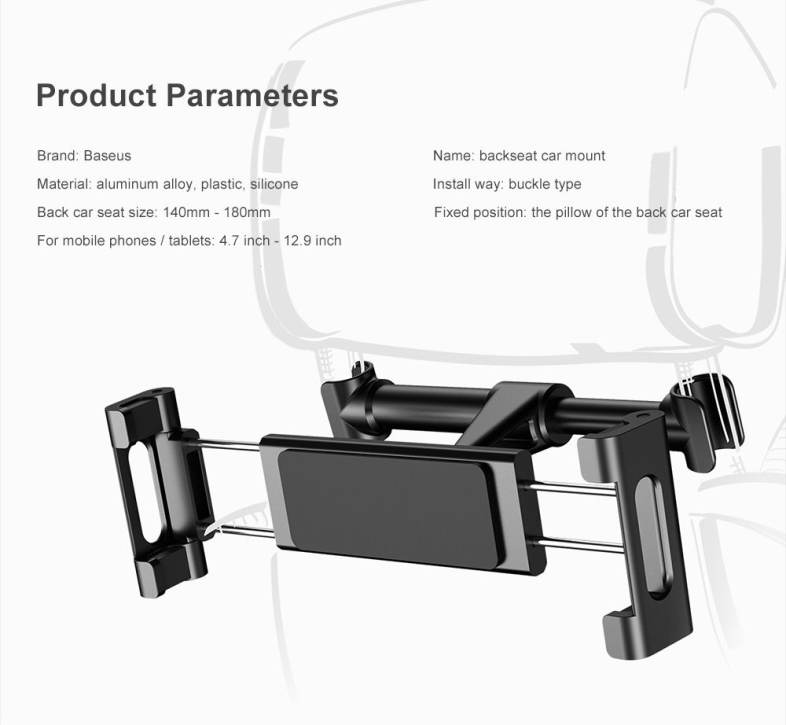 Baseus Universal Car Mount Holder Adjustable Stretchable Back Seat Headrest Bracket for Cellphone / Tablet