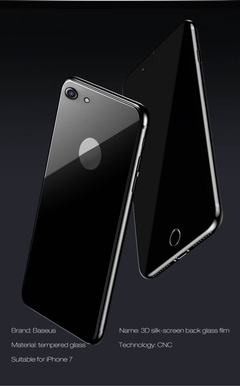 Baseus 3D Silk-screen Tempered Glass Protective Back Film for iPhone 7 0.3mm