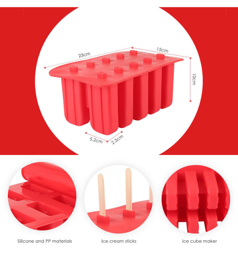 Silicone Ice Cream Cube Mould with 10 Case