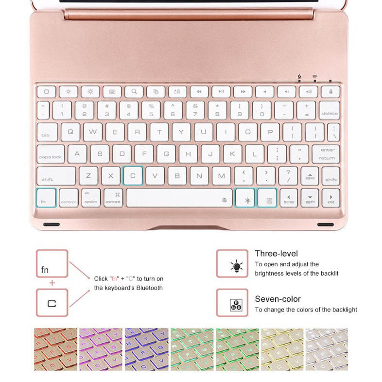 Wireless Bluetooth 3.0 Keyboard Folio Smart Case Cover Auto Sleep with Backlit for iPad Pro 10.5 inch 2017