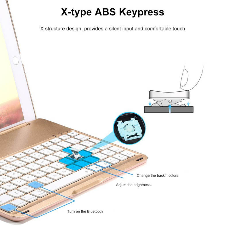 Wireless Bluetooth 3.0 Keyboard Folio Smart Case Cover Auto Sleep with Backlit for iPad Pro 10.5 inch 2017
