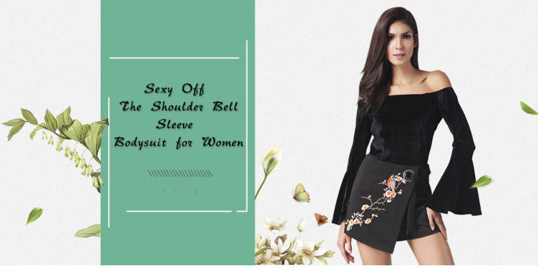 Sexy Off The Shoulder Bell Sleeve Women Bodysuit