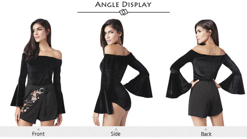 Sexy Off The Shoulder Bell Sleeve Women Bodysuit