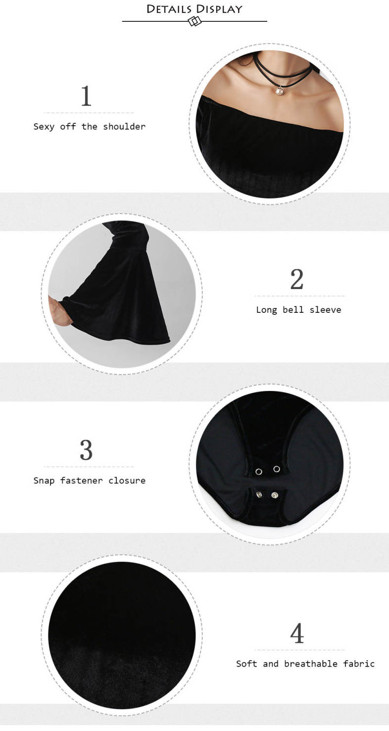 Sexy Off The Shoulder Bell Sleeve Women Bodysuit