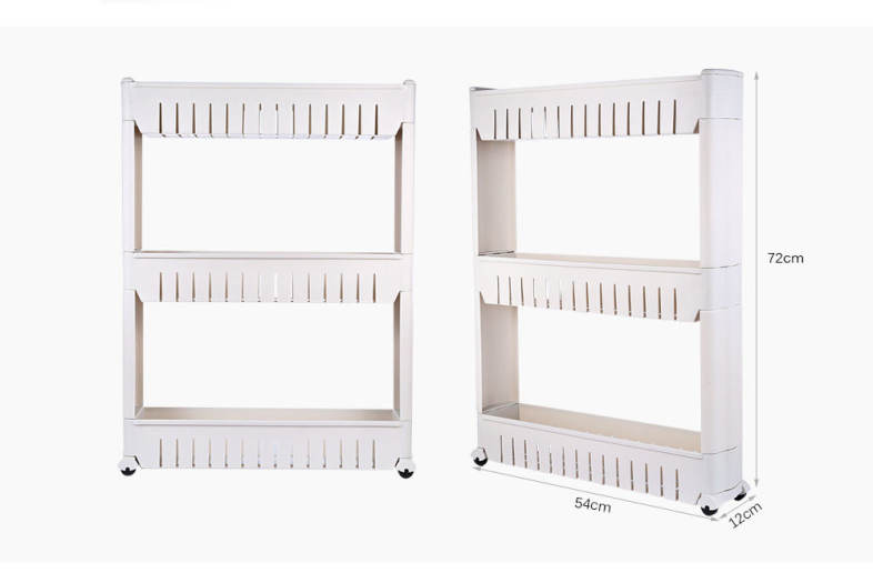 3-tier Gap Storage Slim Slide Out Tower Rack Shelf with Wheels for Laundry Bathroom Kitchen