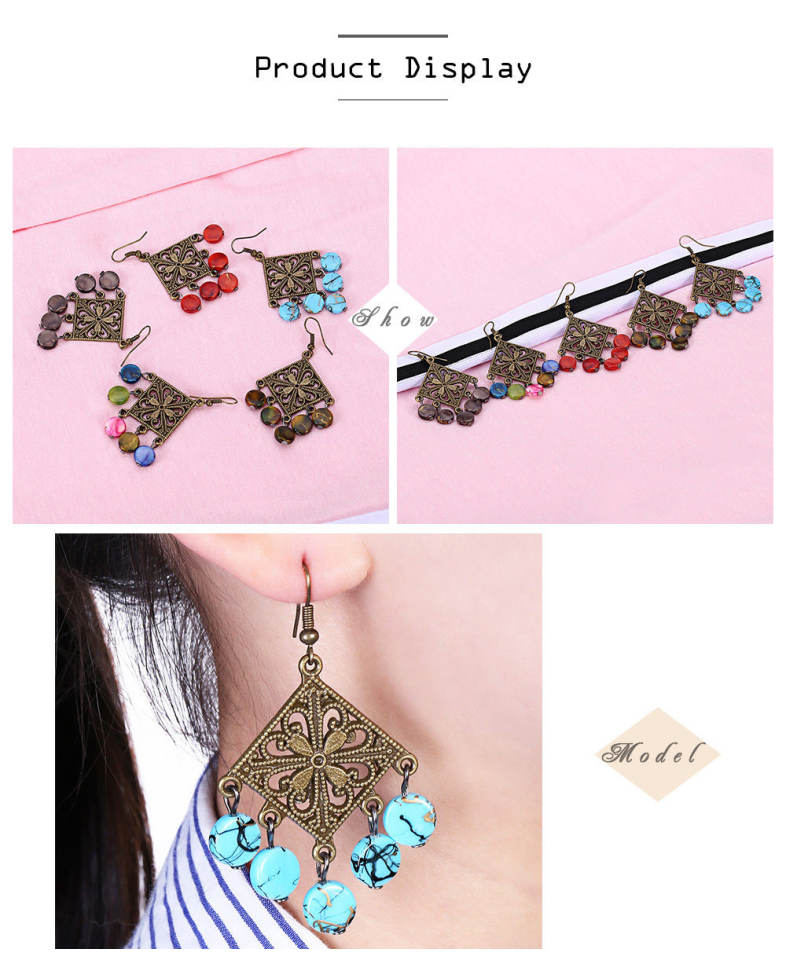 Trendy Bohemian Hollow Out Alloy Women Drop Earrings
