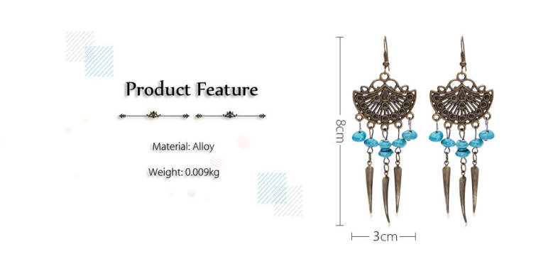 Trendy Bohemian Metal Decoration Fringed Beads Women Drop Earrings