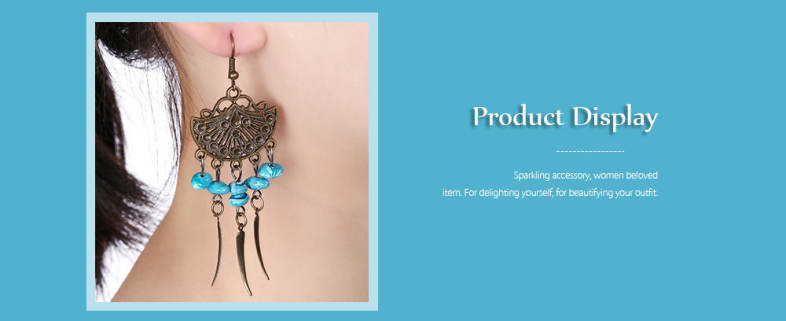 Trendy Bohemian Metal Decoration Fringed Beads Women Drop Earrings