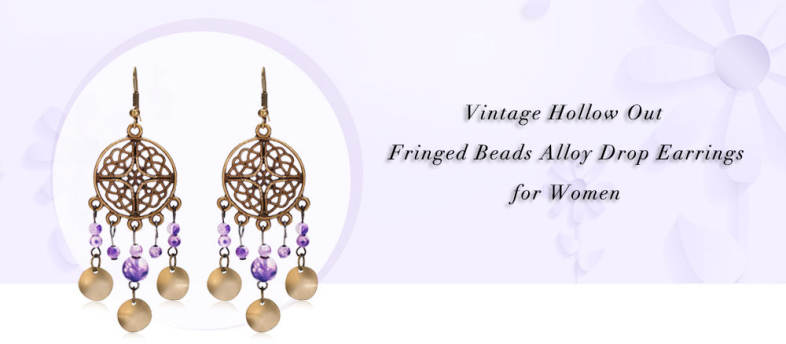 Vintage Hollow Out Fringed Beads Alloy Women Drop Earrings