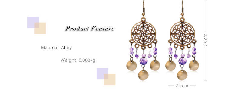 Vintage Hollow Out Fringed Beads Alloy Women Drop Earrings