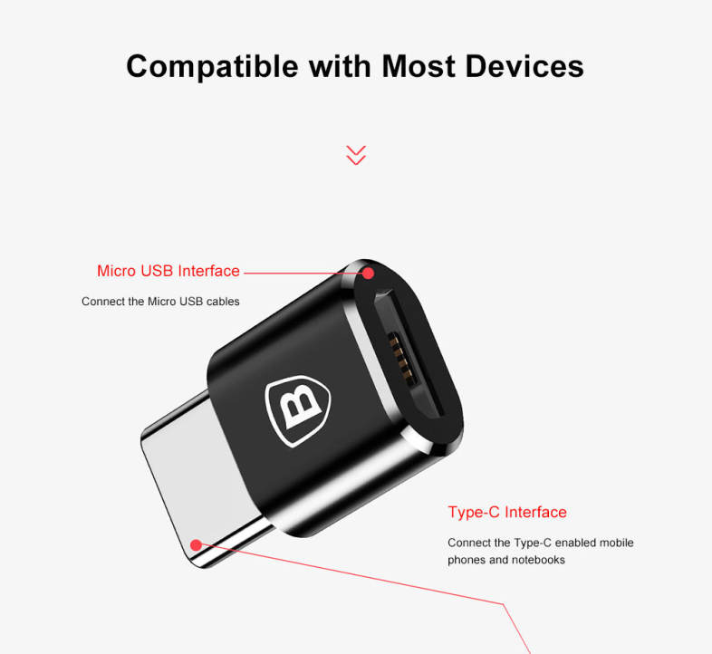 Baseus Mini OTG Male Type-C to Female Micro USB Converter Charging Data Adapter