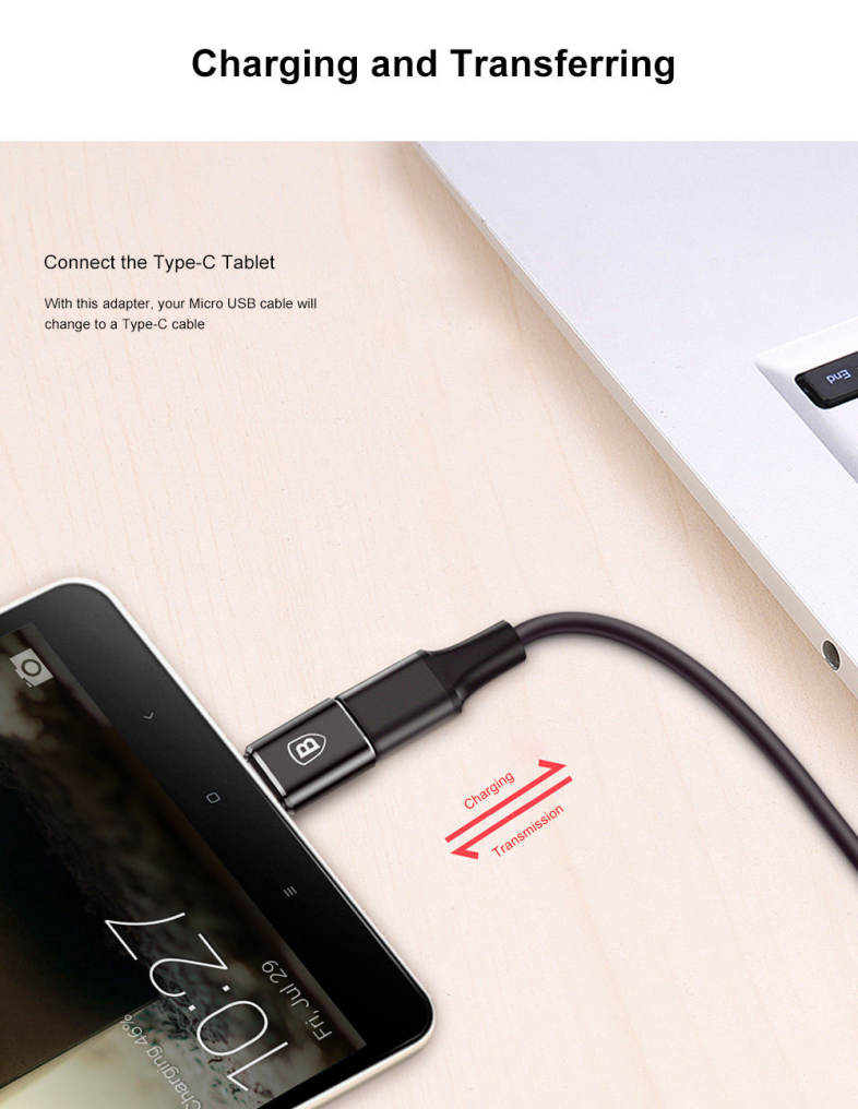 Baseus Mini OTG Male Type-C to Female Micro USB Converter Charging Data Adapter