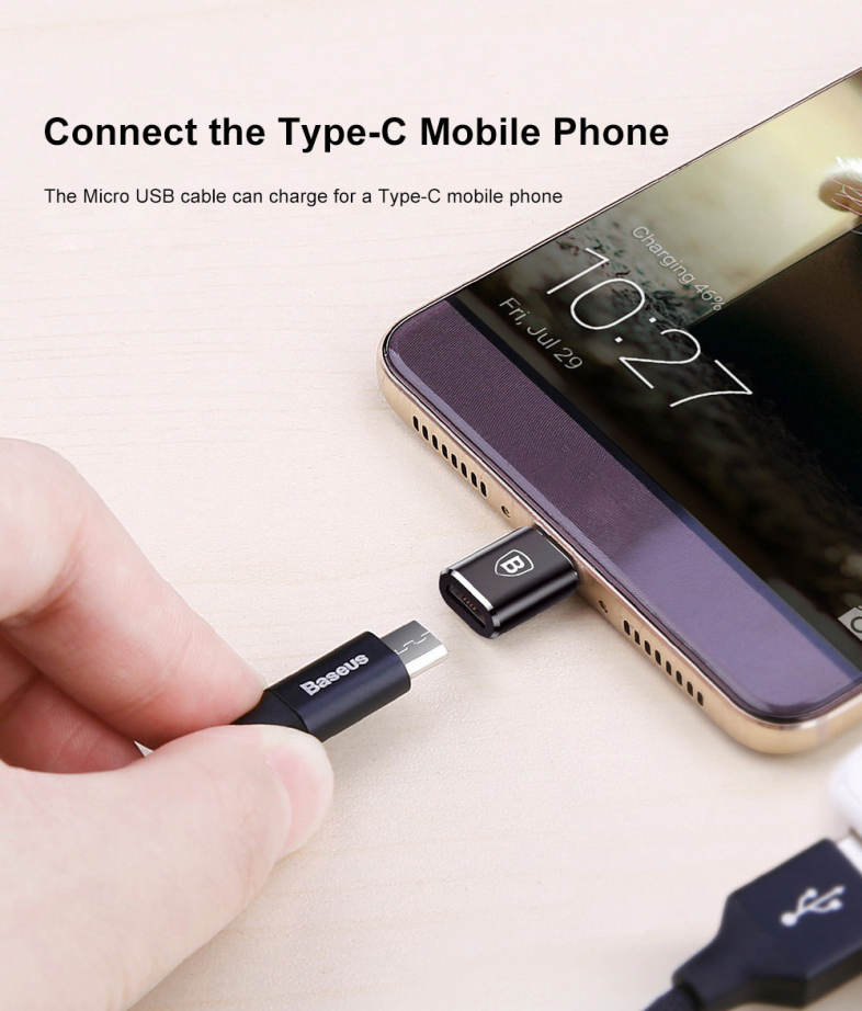 Baseus Mini OTG Male Type-C to Female Micro USB Converter Charging Data Adapter