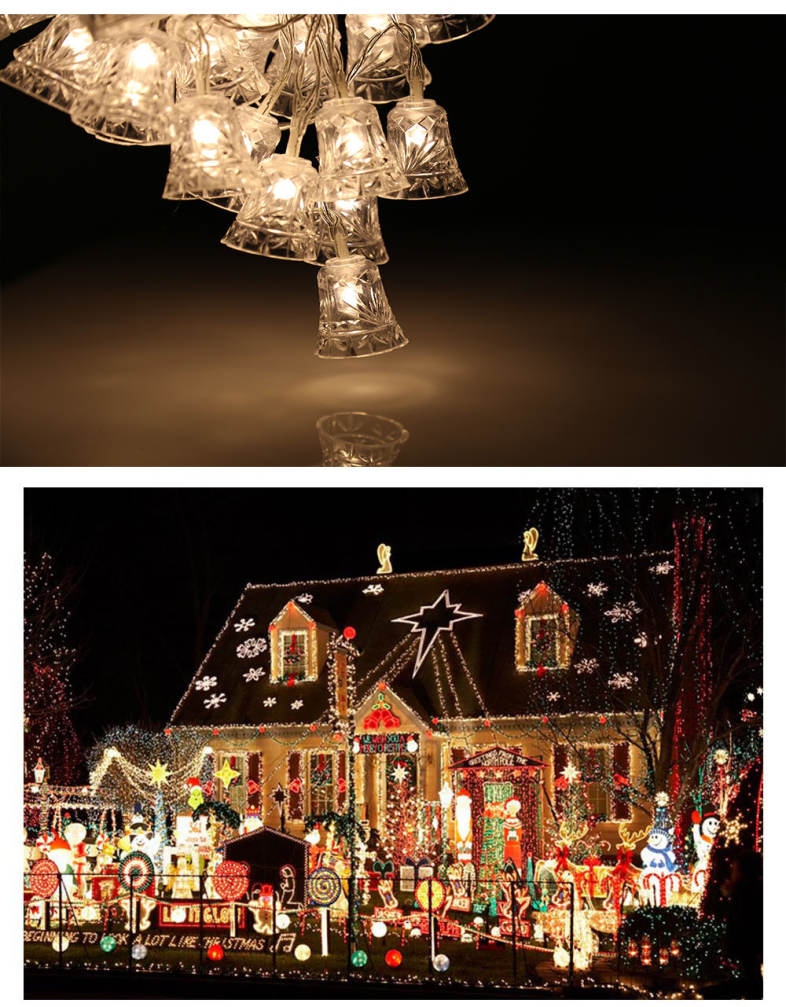 20 LEDs Bell Light String 2M Decoration Battery Operated Lighting Chains for Christmas Hallowmas
