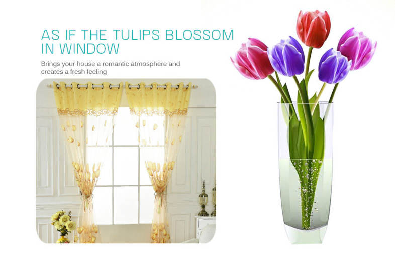Floral Tulle Voile Burnt-out Window Curtain Flower Sheer Door Room Dividers 100 x 250cm