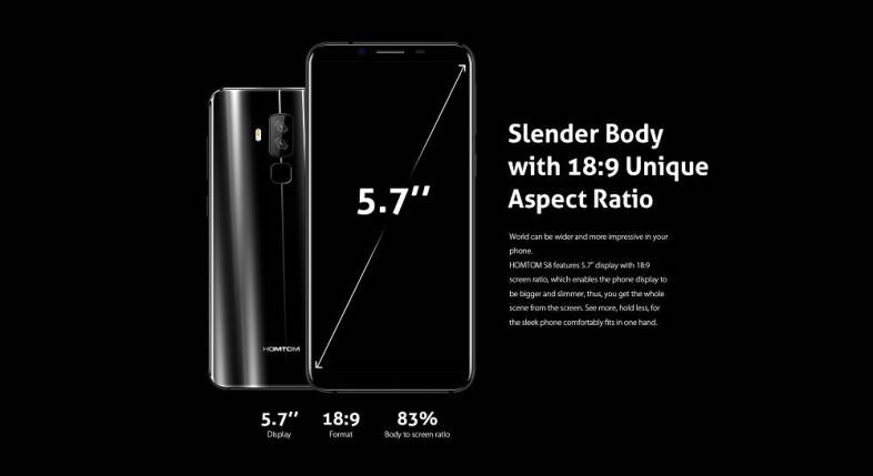 HOMTOM S8 4G Smartphone 5.7 inch MTK6750T Smart Gesture Finger Scanner 4GB RAM 64GB ROM 16.0MP   5.0MP