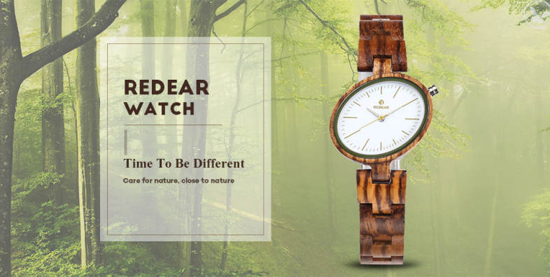 REDEAR 1680 Women Quartz Wooden Watch Wood Oval Dial Female Wristwatch