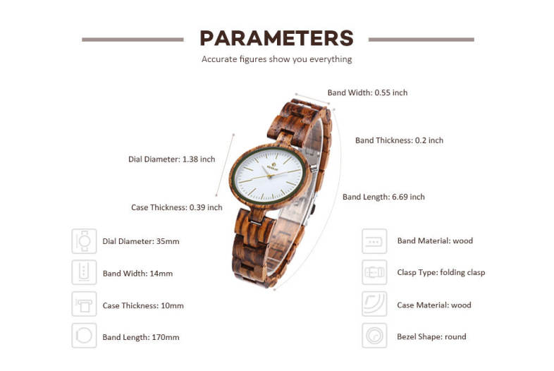 REDEAR 1680 Women Quartz Wooden Watch Wood Oval Dial Female Wristwatch