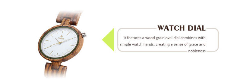 REDEAR 1680 Women Quartz Wooden Watch Wood Oval Dial Female Wristwatch