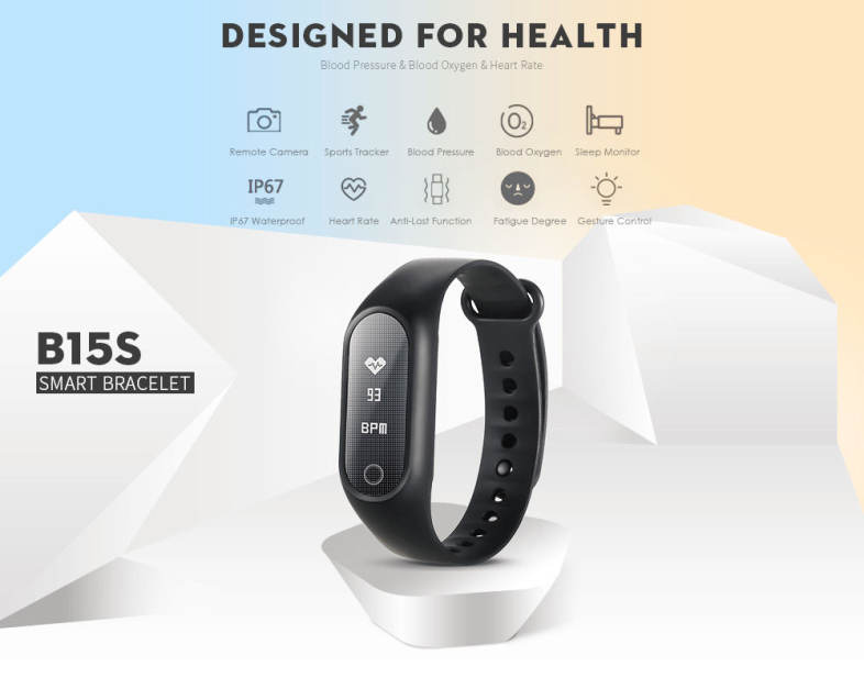 B15S Smart Bracelet Blood Pressure Oxygen Measure Heart Rate Wristband