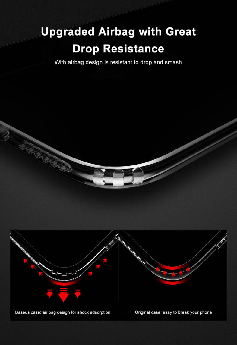 Baseus Simple Series (Anti-fall) Clear TPU Case Back Cover for iPhone 8