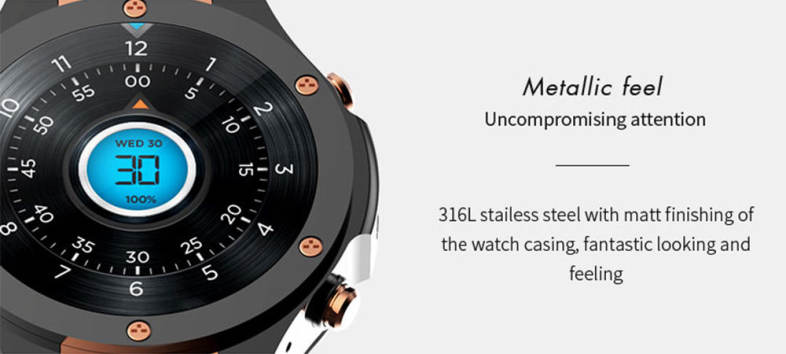 Microwear H2 3G Smartwatch Phone 1.39 inch Android 5.0 MTK6580 1.0GHz Quad Core 16GB ROM 5.0MP Camera Heart Rate Monitor Pedometer GPS