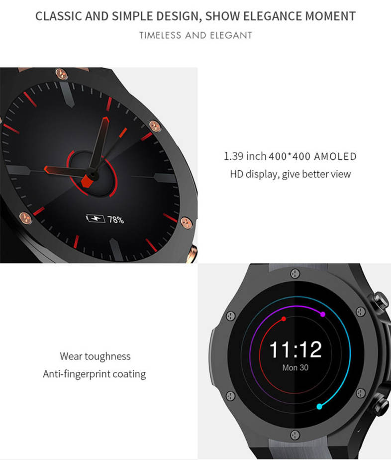 Microwear H2 3G Smartwatch Phone 1.39 inch Android 5.0 MTK6580 1.0GHz Quad Core 16GB ROM 5.0MP Camera Heart Rate Monitor Pedometer GPS