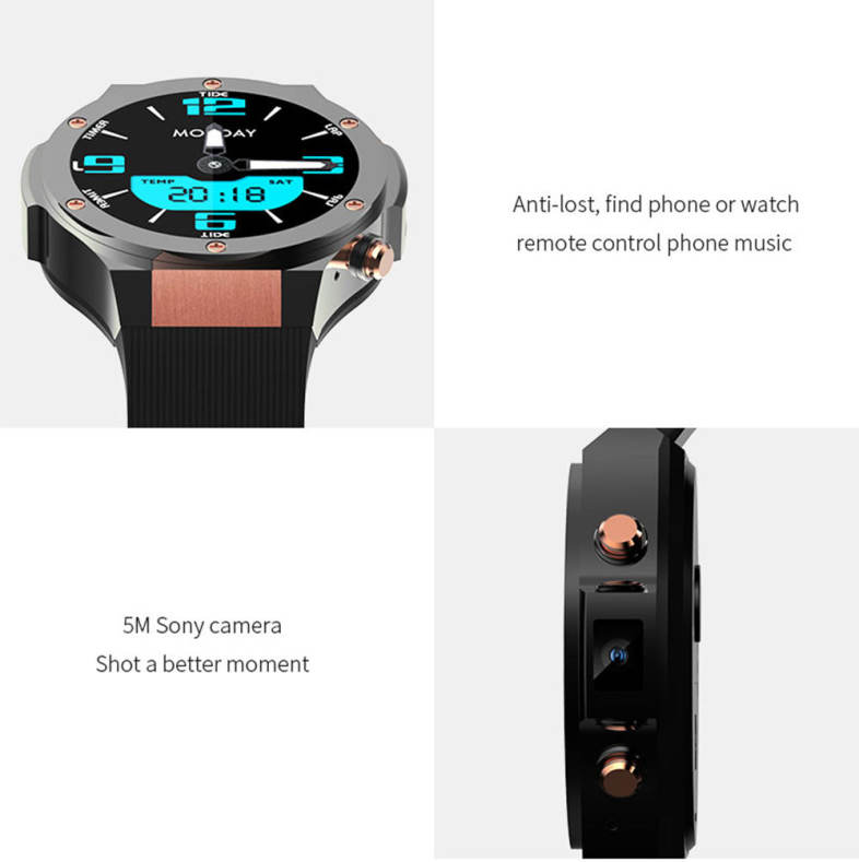 Microwear H2 3G Smartwatch Phone 1.39 inch Android 5.0 MTK6580 1.0GHz Quad Core 16GB ROM 5.0MP Camera Heart Rate Monitor Pedometer GPS