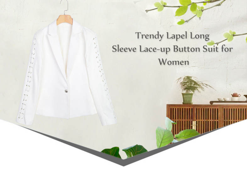Trendy Lapel Long Sleeve Lace-up Button Women Suit