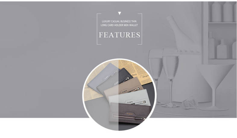 Baellerry Luxury Casual Business Thin Long Card Holder Men Wallet