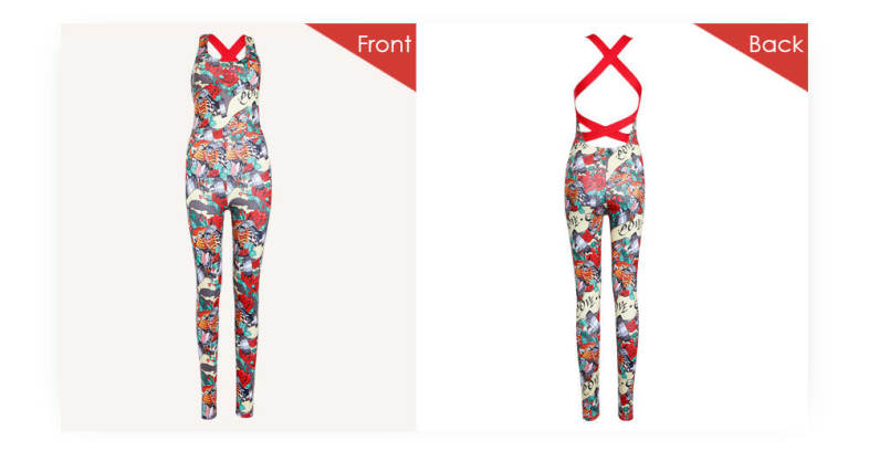 Trendy Backless Print Padded Sporty Women Jumpsuit